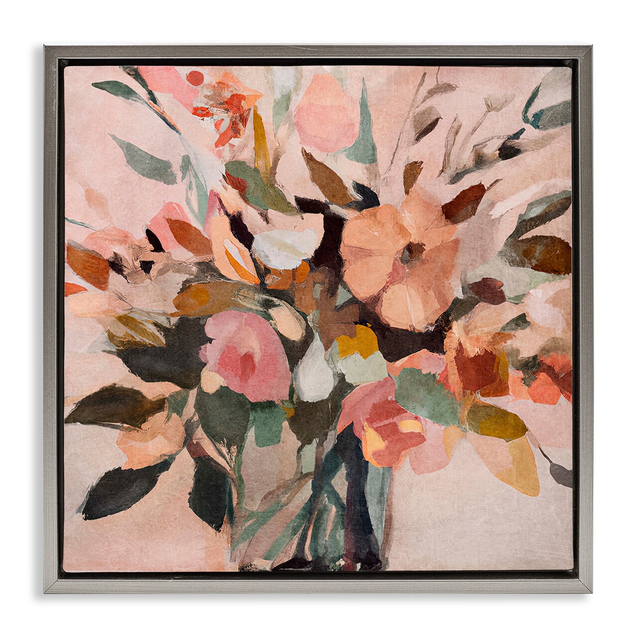 Stupell Industries Blush Abstract Bouquet Framed Floater Canvas Wall Art Design by Sasha